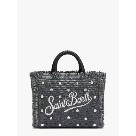 Vanity Mini Straw handbag with rhinestones motif