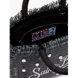 Vanity Mini Straw handbag with rhinestones motif