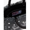 Vanity Mini Straw handbag with rhinestones motif