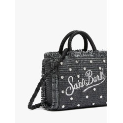 Vanity Mini Straw handbag with rhinestones motif