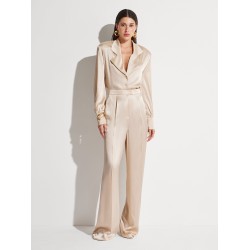 Satin trousers with wide leg