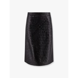 Leather skirt with Intrecciato motif