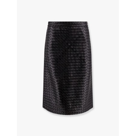 Leather skirt with Intrecciato motif