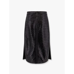 Leather skirt with Intrecciato motif