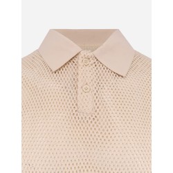 Perforated cotton polo shirt