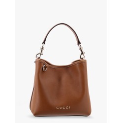 Gg emblem leather bucket bag with frontal logo