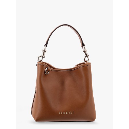 Gg emblem leather bucket bag with frontal logo