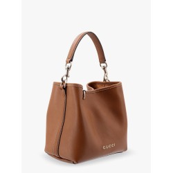 Gg emblem leather bucket bag with frontal logo