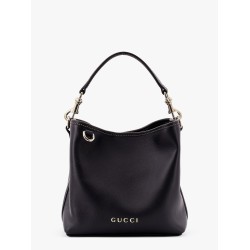 Gg emblem leather bucket bag with frontal logo
