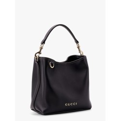 Gg emblem leather bucket bag with frontal logo