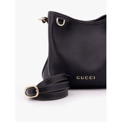 Gg emblem leather bucket bag with frontal logo