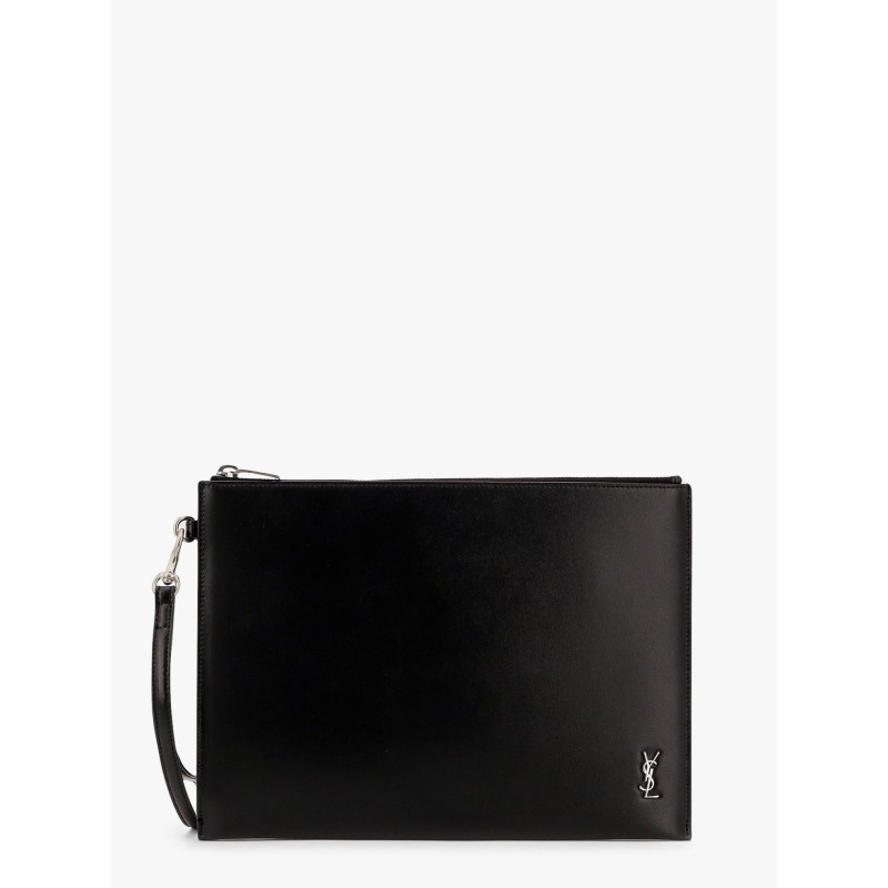 Leather clutch with Monogram detail