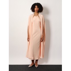 Managua silk long dress with silk cape and metal detail