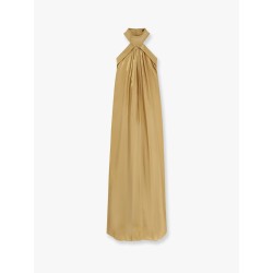Flared satin long dress