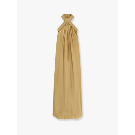 Flared satin long dress