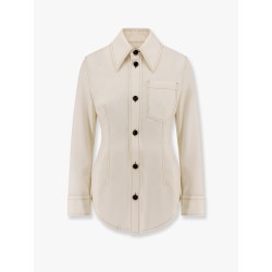 Traverl light wool shirt with maxi pointed collar