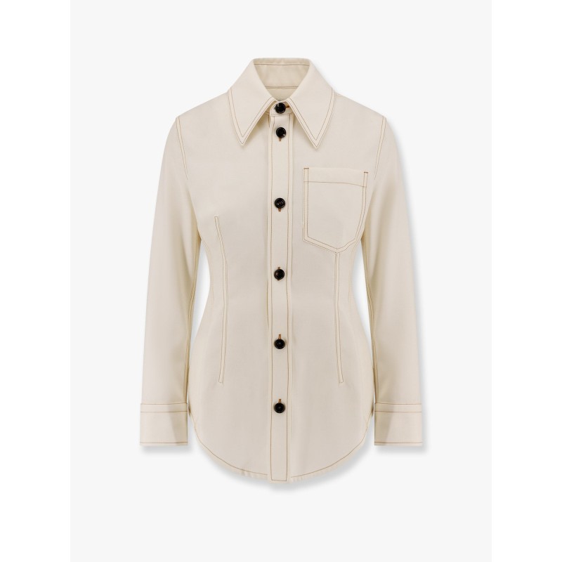 Traverl light wool shirt with maxi pointed collar