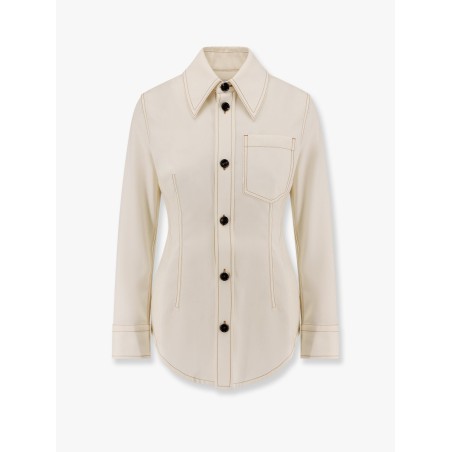 Traverl light wool shirt with maxi pointed collar