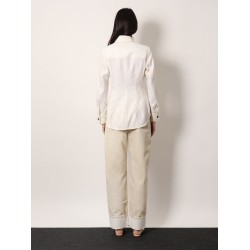 Traverl light wool shirt with maxi pointed collar