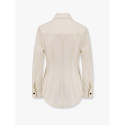 Traverl light wool shirt with maxi pointed collar
