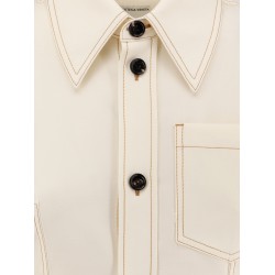 Traverl light wool shirt with maxi pointed collar