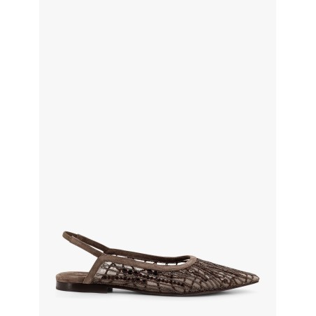 Glistening abstract embroidery suede flats slingback