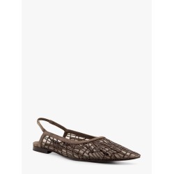 Glistening abstract embroidery suede flats slingback