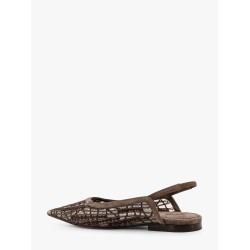 Glistening abstract embroidery suede flats slingback
