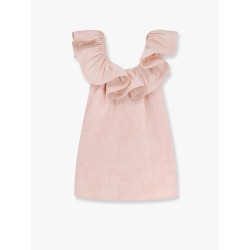 Floral jacquard mini dress with ruches