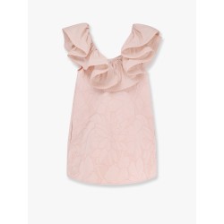 Floral jacquard mini dress with ruches