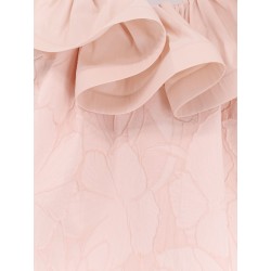 Floral jacquard mini dress with ruches
