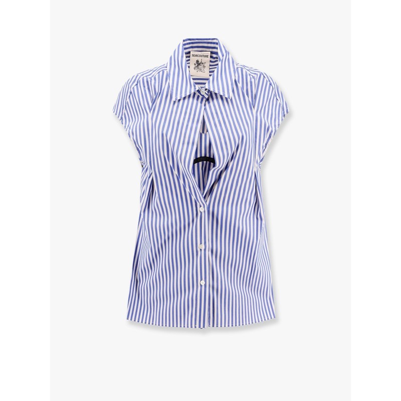 Cotton blend shirt with top detail