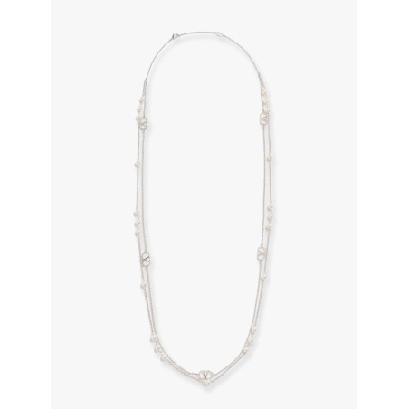 Vlogo signature metal necklace with pearls