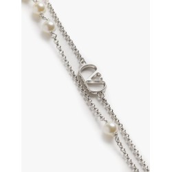 Vlogo signature metal necklace with pearls