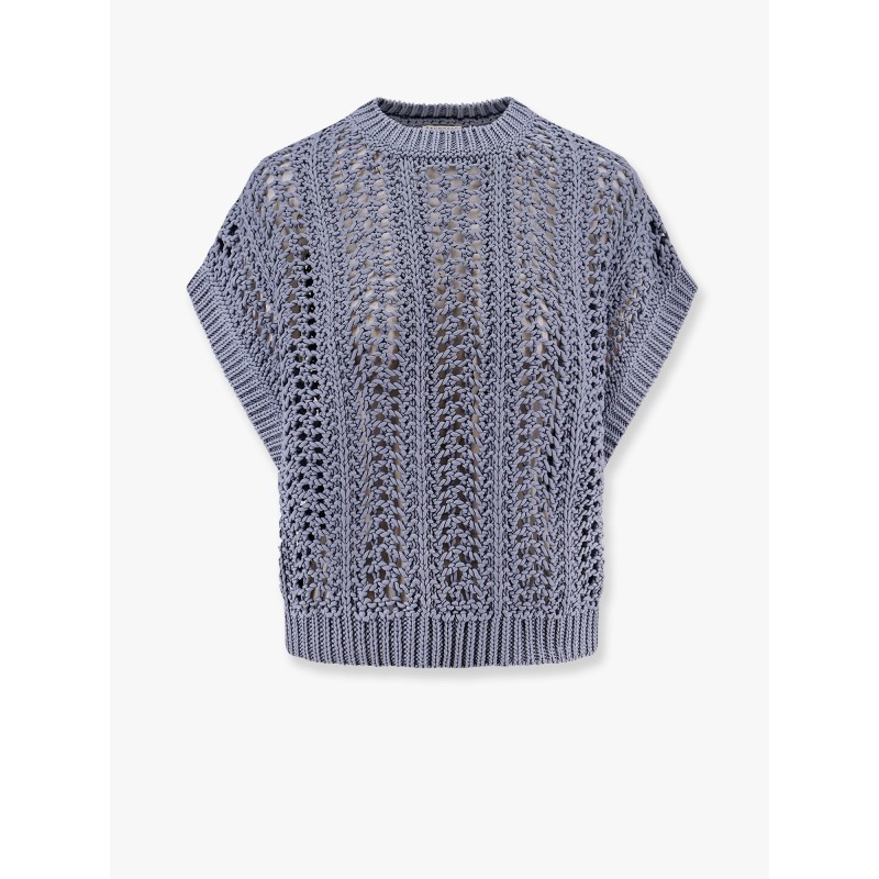 Cotton ribbed net sweater
