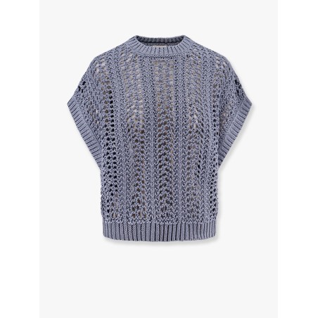 Cotton ribbed net sweater