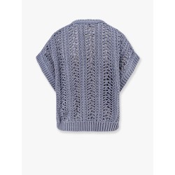 Cotton ribbed net sweater