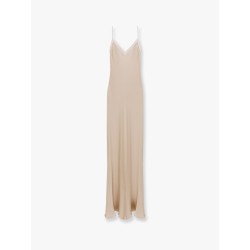 Satin long dress with lace details