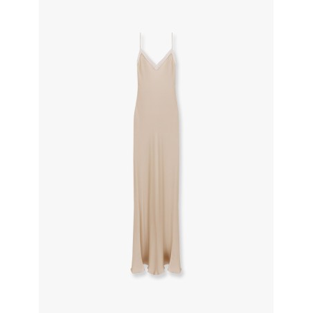 Satin long dress with lace details