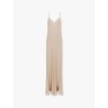 Satin long dress with lace details