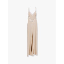 Satin long dress with lace details