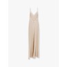 Satin long dress with lace details