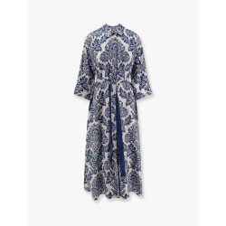 Camelia printed silk long chemisier dress