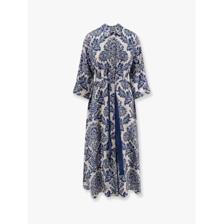 Camelia printed silk long chemisier dress