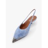 Denim slingback with metal toe