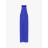Satin long dress with neckline on the back