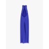 Satin long dress with neckline on the back