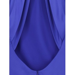Satin long dress with neckline on the back