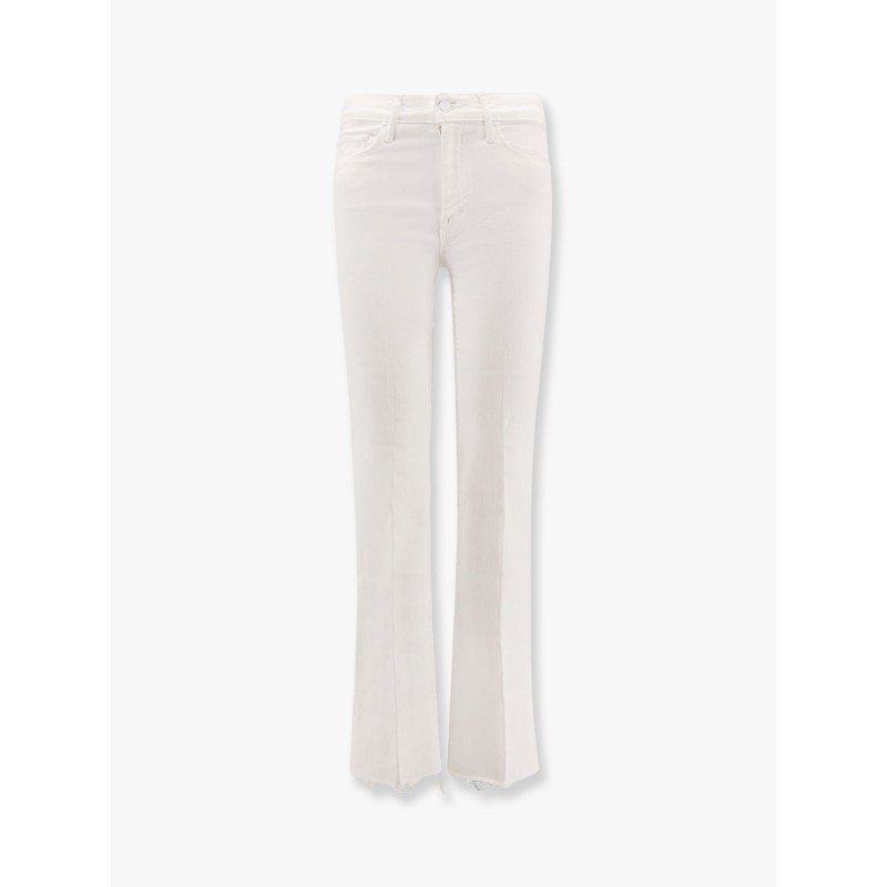 Stretch cotton trouser with embroidered monogram