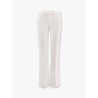 Stretch cotton trouser with embroidered monogram